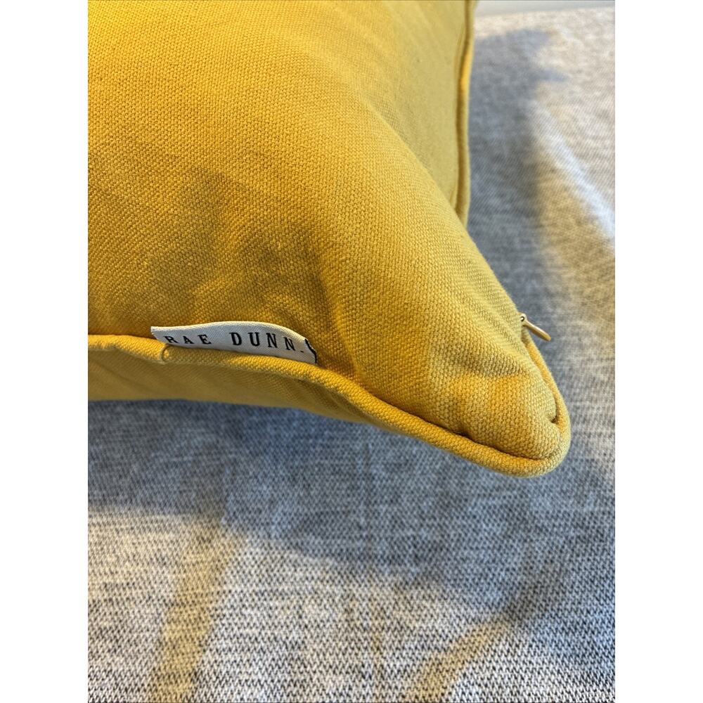 Rae Dunn Yellow “QUEEN BEE" 19x19 Decorative Accent Pillow Feather Pillow - Picture 8 of 8